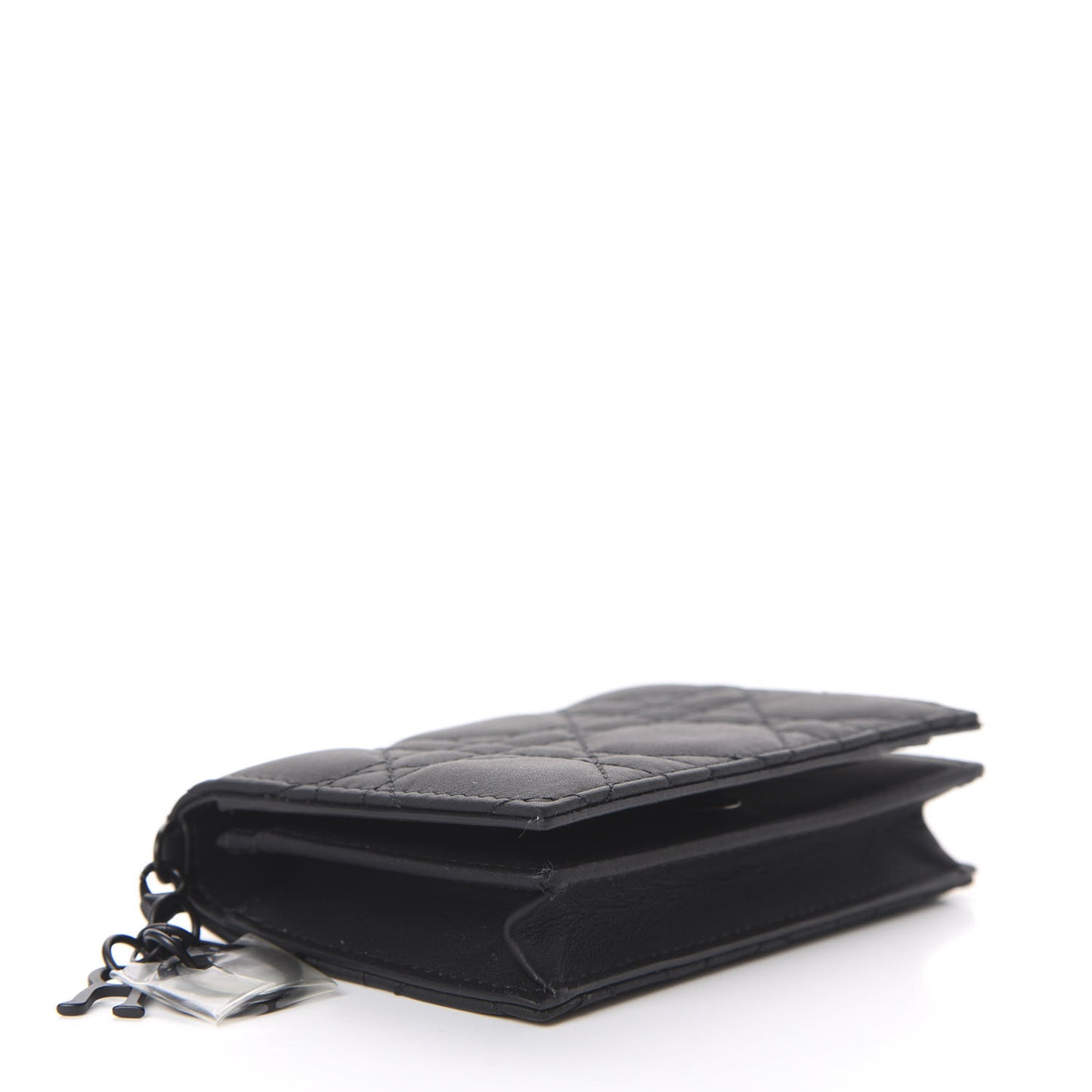 Ultra Matte Calfskin Small Lady Dior Flap Card Holder Black