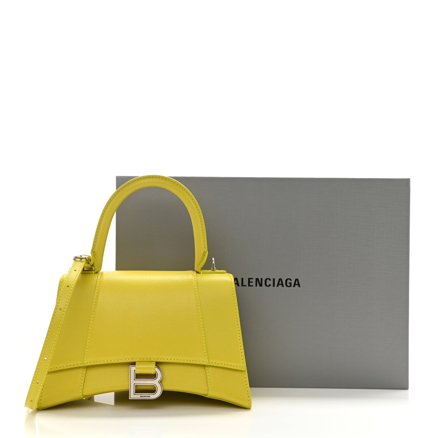 Grained Calfskin Small Hourglass Top Handle Bag Lime