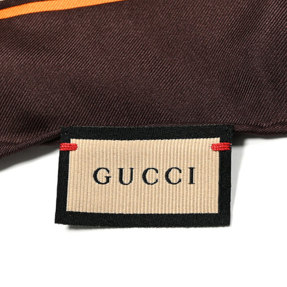 Gucci Silk Twill GG Monogram GG Gold Horsebit Square Scarf Brown Orange 3 of 5