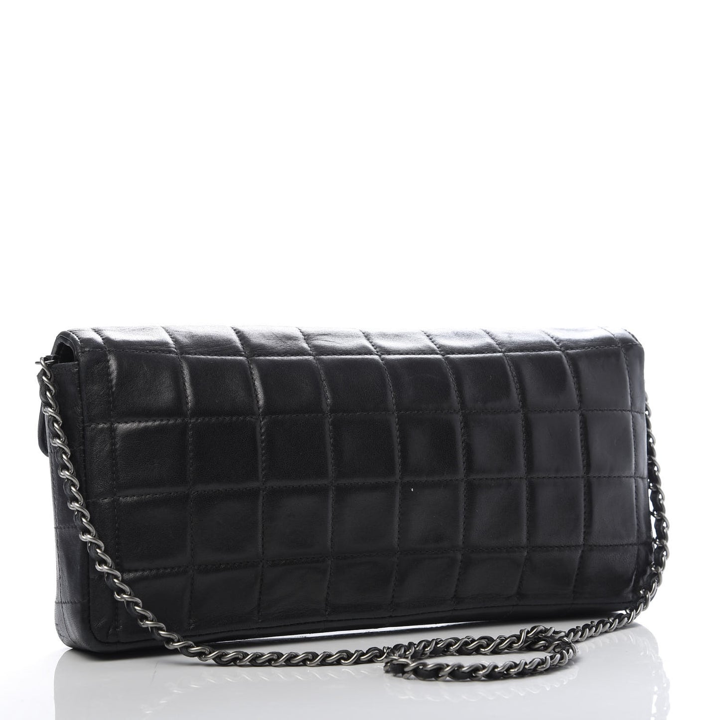 Lambskin East West Chocolate Bar Flap Black