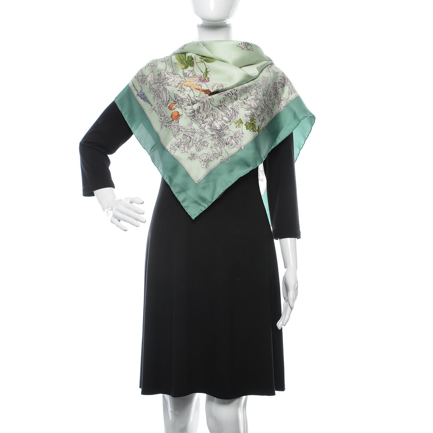 Silk Twill Wondergardenia Square Scarf Emerald