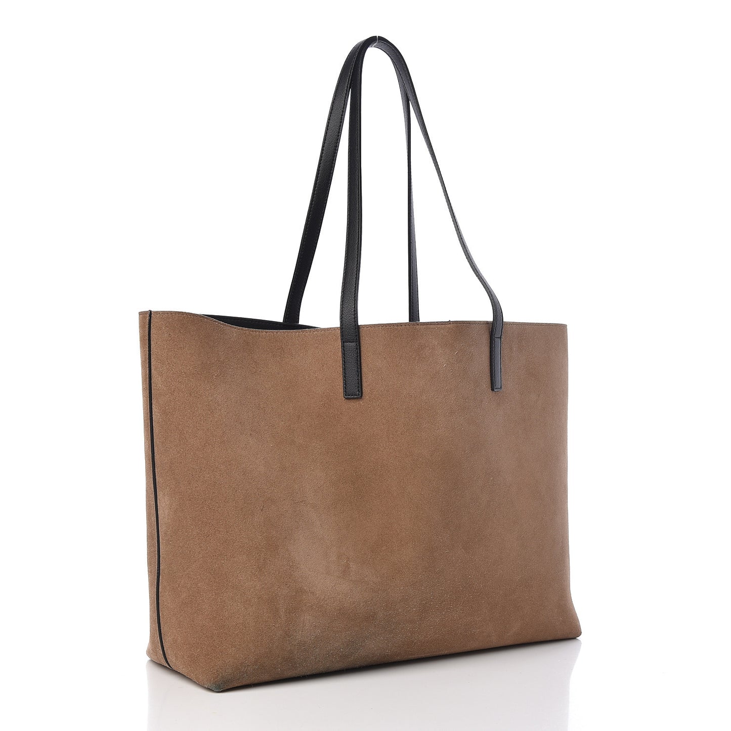 Suede East West Shopping Tote Beige Black