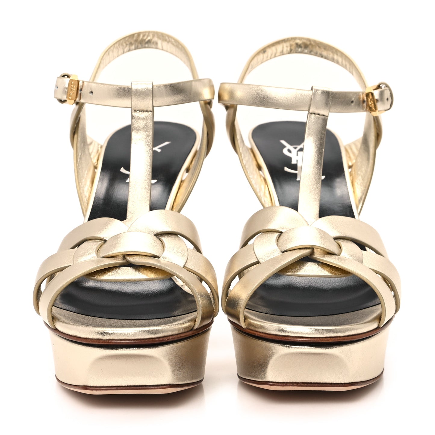 Metallic Nappa Tribute 75 Platform Sandals 38 Platino