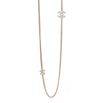 Chanel Metal Quilted CC Long Chain Necklace Gold Pearly White 1 of 5