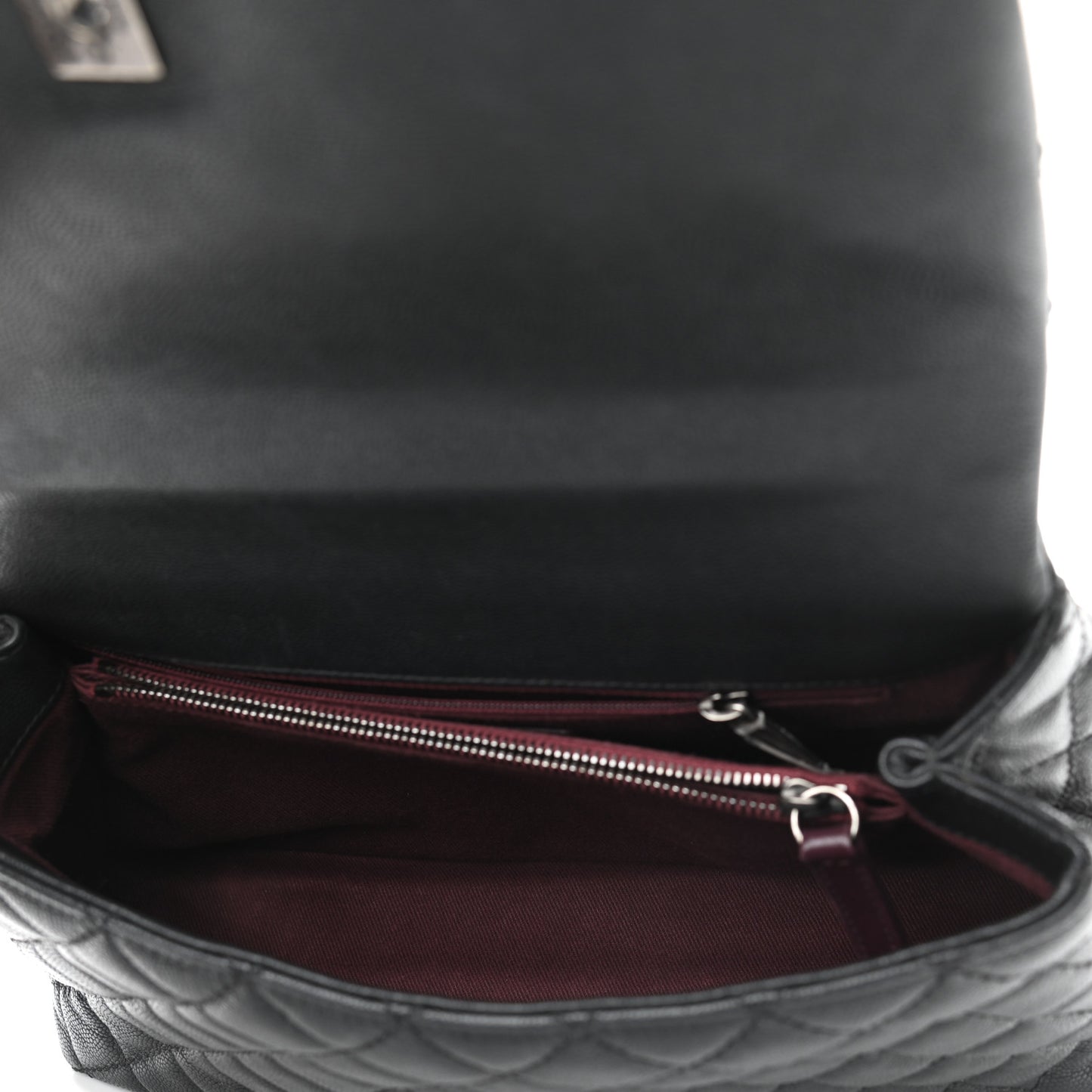 Caviar Quilted Small Coco Handle Flap Black