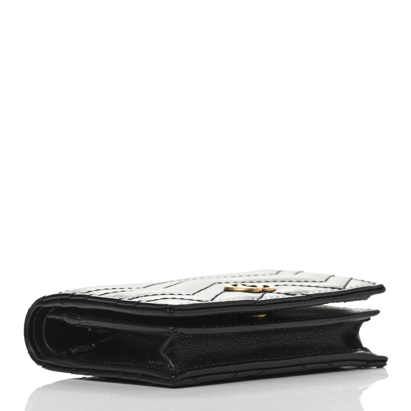 Calfskin Matelasse GG Marmont Card Case Wallet Black