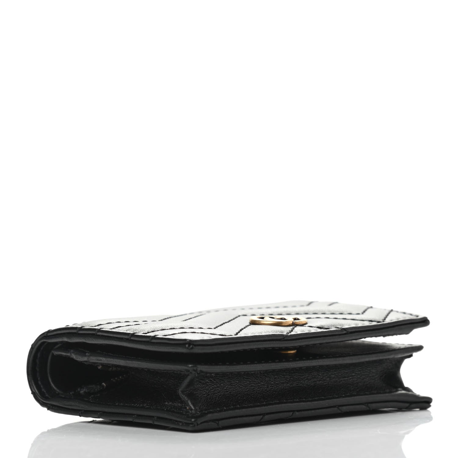 Gucci Calfskin Matelasse GG Marmont Card Case Wallet Black 4 of 7