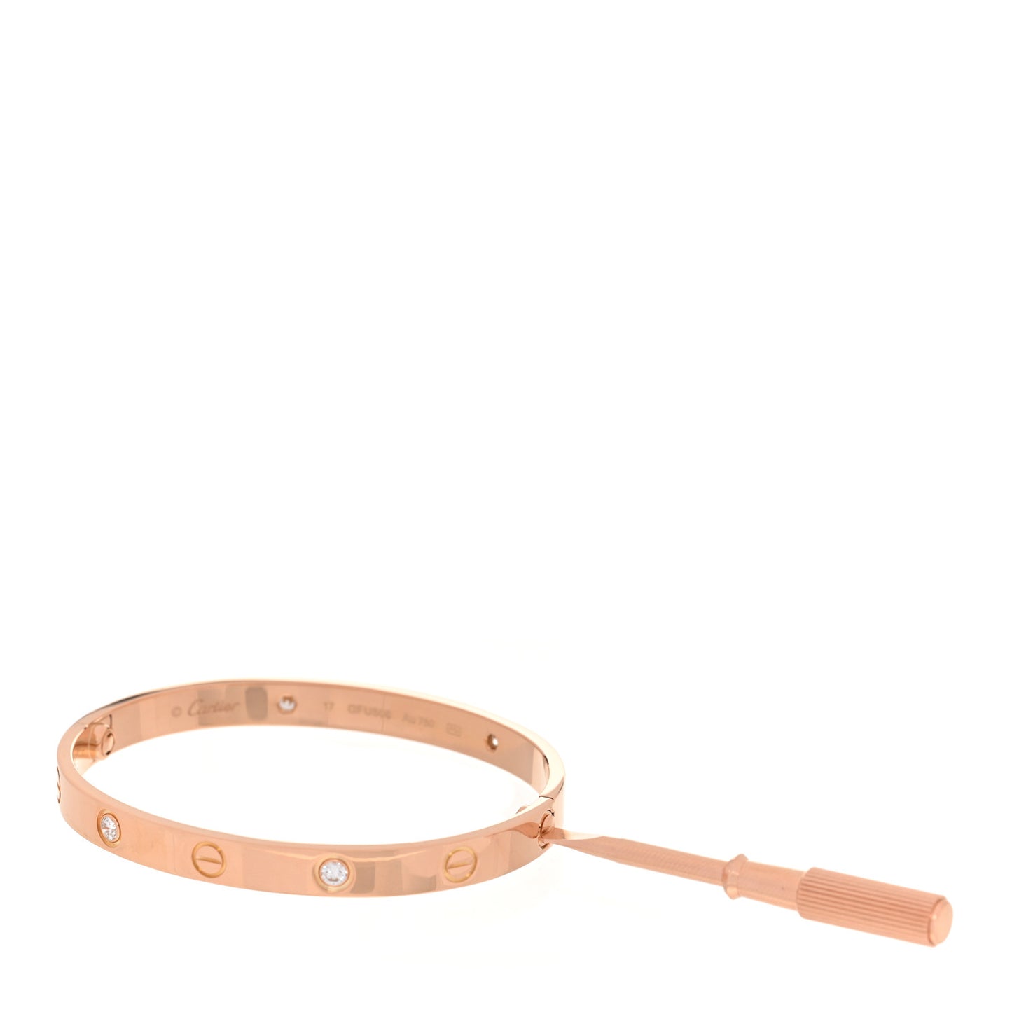 18K Pink Gold 4 Diamond LOVE Bracelet 17