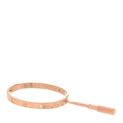 Cartier 18K Pink Gold 4 Diamond LOVE Bracelet 17 4 of 5