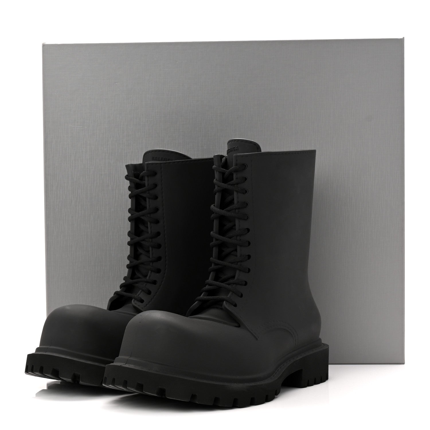 Balenciaga Rubber Mens Steroid Lace Up Boots 41 Black 1771508