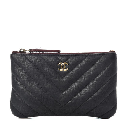 Chanel Caviar Chevron Quilted Small Cosmetic Case Black 1 of 6