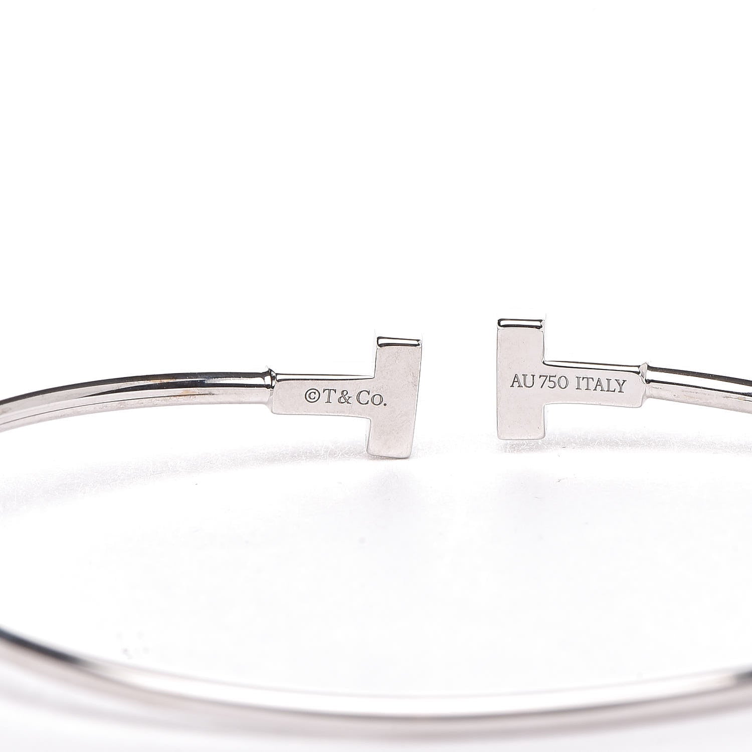 Tiffany 18K White Gold Narrow T Wire Bracelet 4 of 6