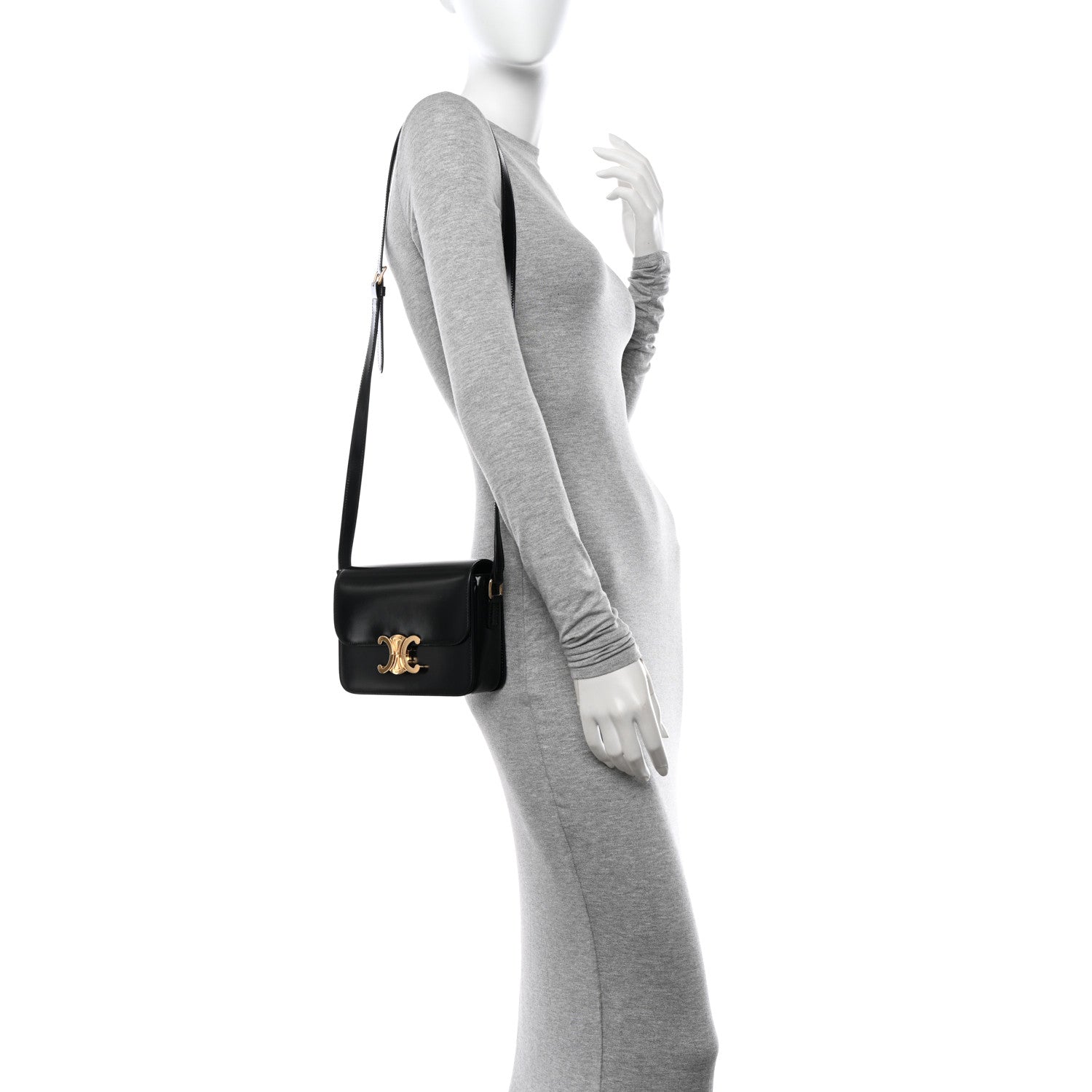 Celine Shiny Calfskin Teen Triomphe Black 2 of 12