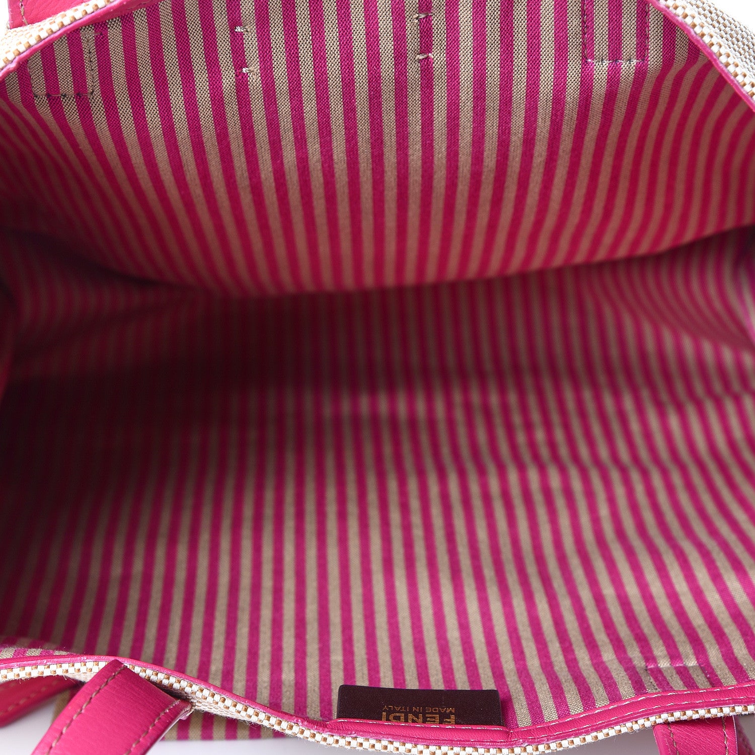 Fendi Canvas Vitello Simply Shopping Business Tote Natural Fuchsia 4 of 9