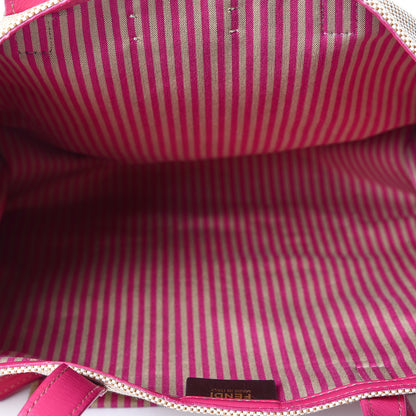 Fendi Canvas Vitello Simply Shopping Business Tote Natural Fuchsia 4 of 9