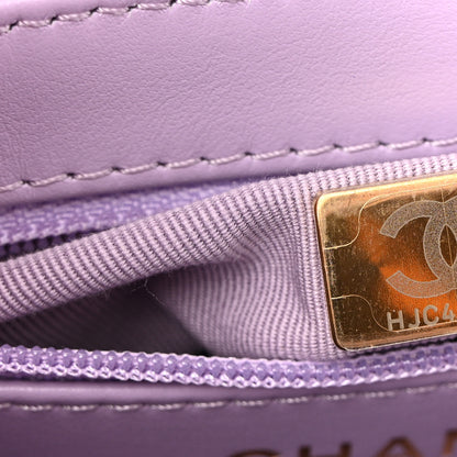 Chanel Shiny Aged Calfskin Quilted Nano Kelly Shopper Lilac 13 of 19