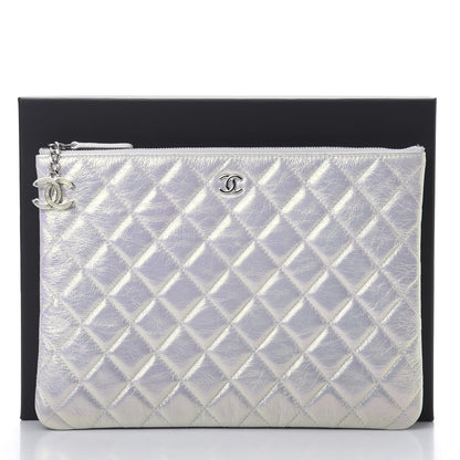 Chanel Iridescent Crumpled Calfskin CC Ripples Medium Cosmetic Case White 8 of 8