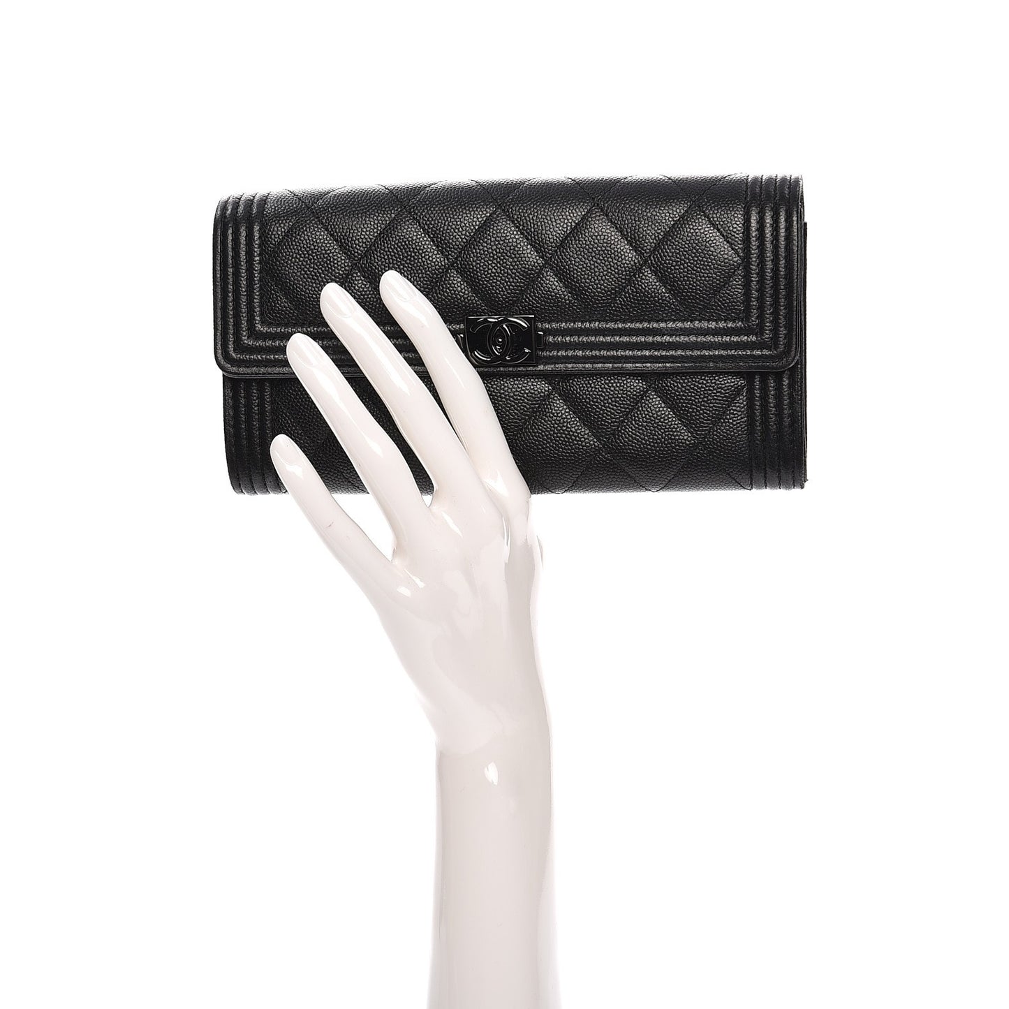 Caviar Quilted Boy Flap Wallet So Black