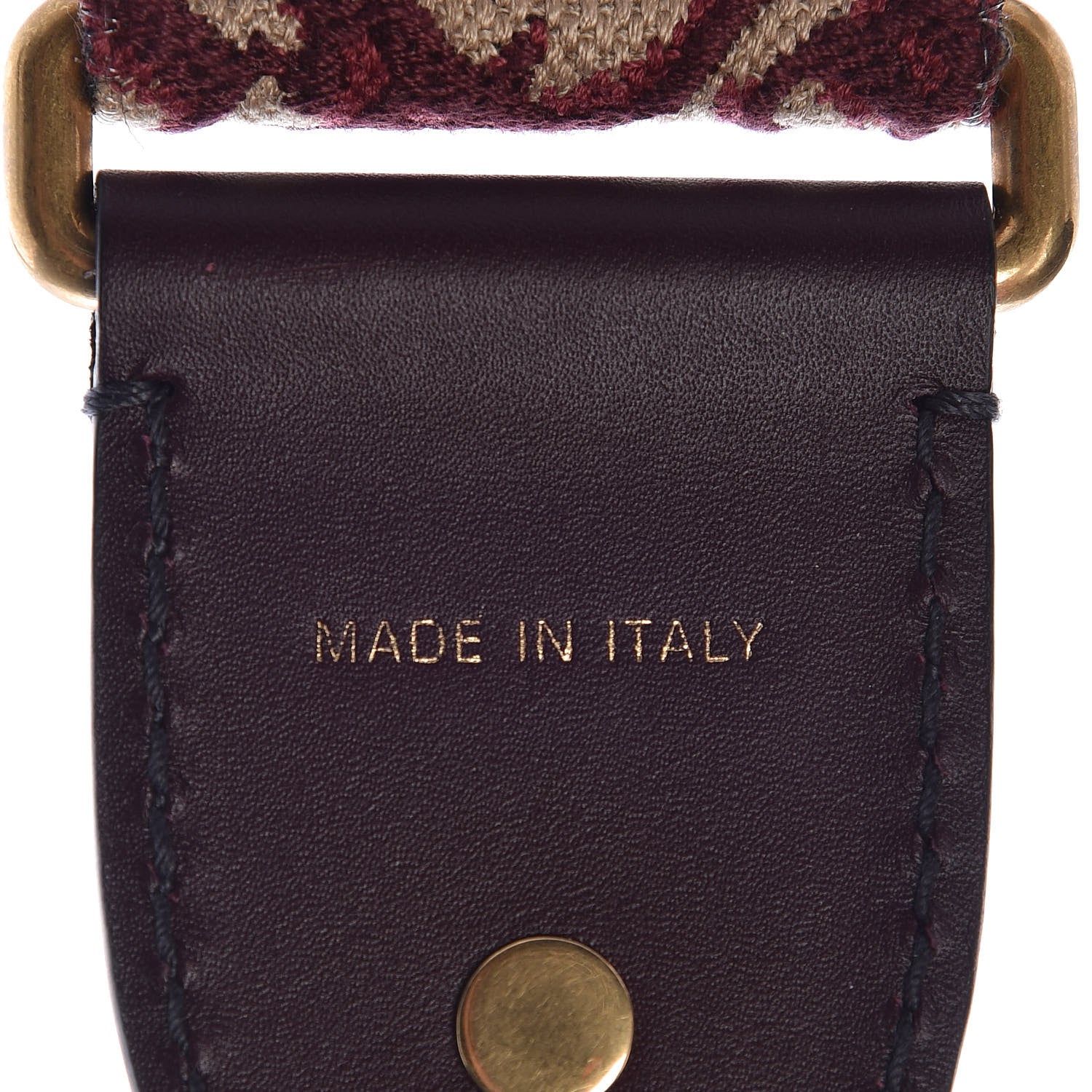 Christian Dior Oblique Studded Shoulder Strap Burgundy 3 of 3
