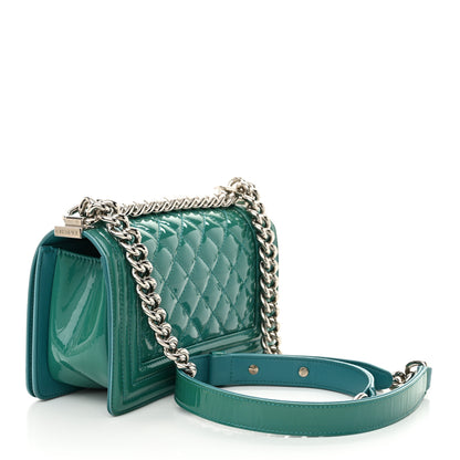 Chanel Patent Calfskin Quilted Small Plexiglass Boy Flap Blue 3 of 11