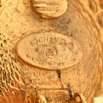 Chanel Poured Glass CC Clip On Earrings Gold Blue 4 of 4