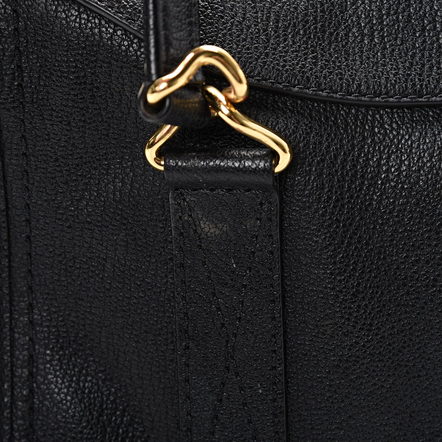 Pebbled Calfskin Wellington Satchel Black