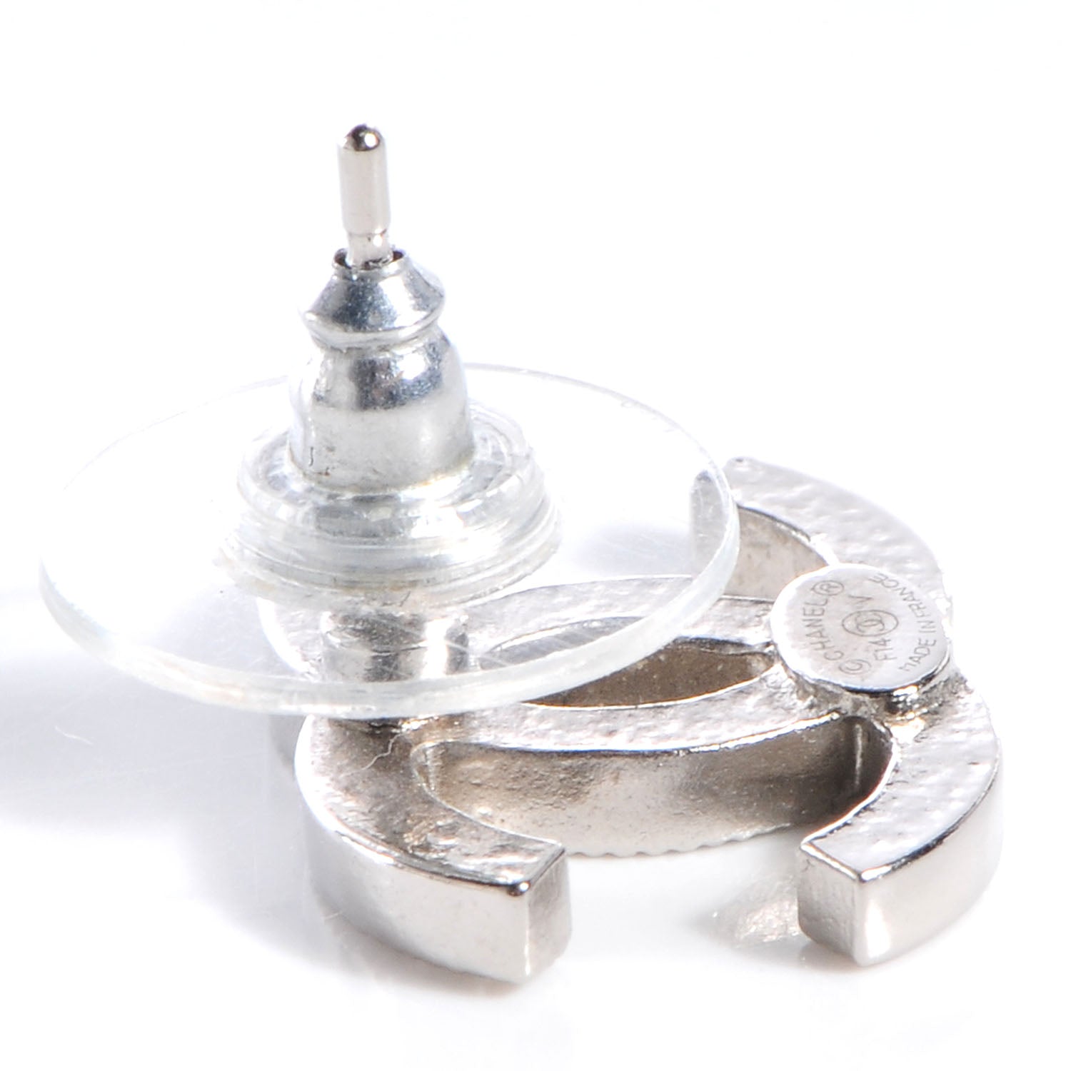 Chanel Crystal CC Earrings Silver 3 of 5