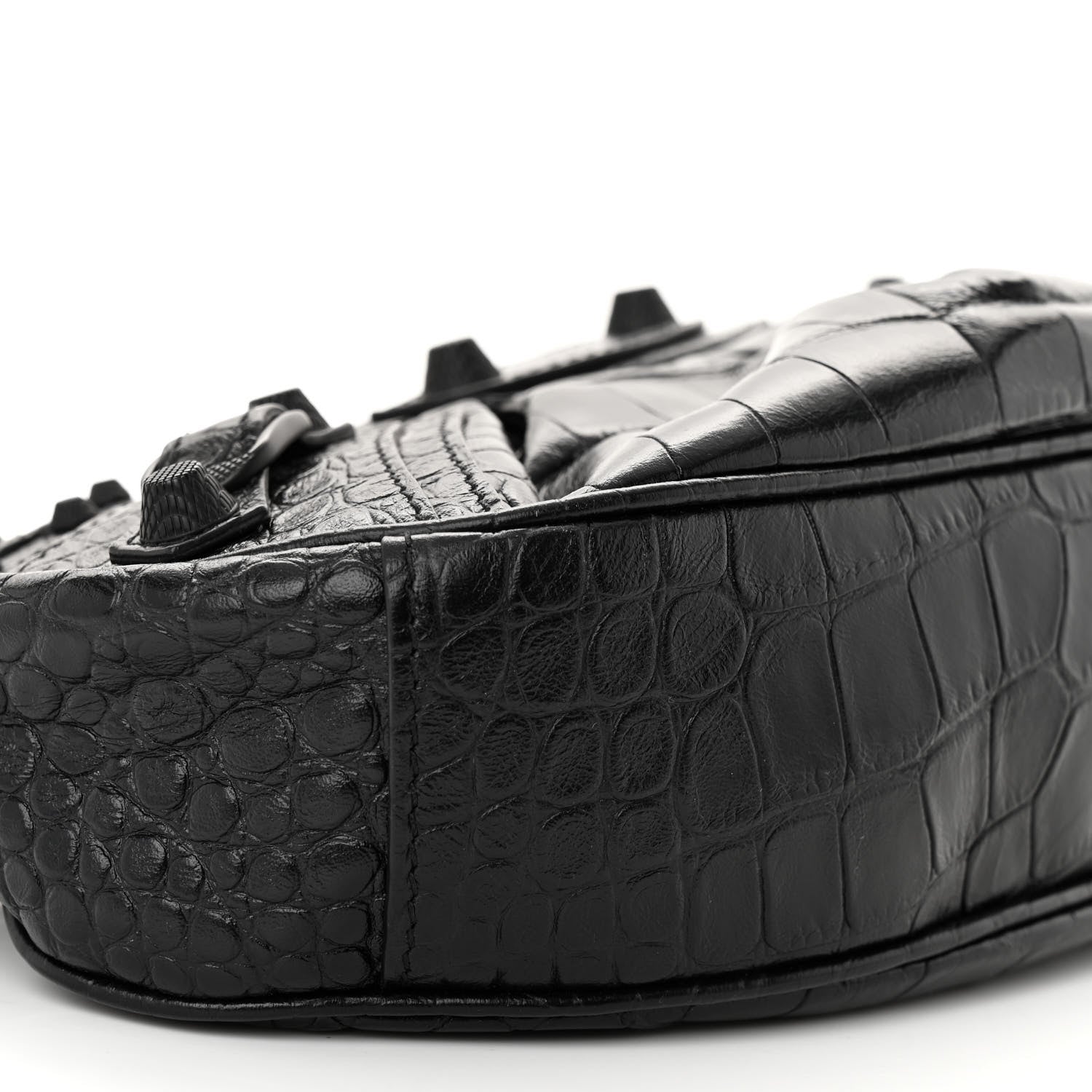 Balenciaga Extra Supple Calfskin Crocodile Embossed Monochrome Le Cagole Shoulder Bag XS Black 9 of 10
