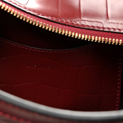 Balenciaga Semi Shiny Calfskin Crocodile Embossed Neo Classic Gold Hardware Mini City Dark Red 6 of 9