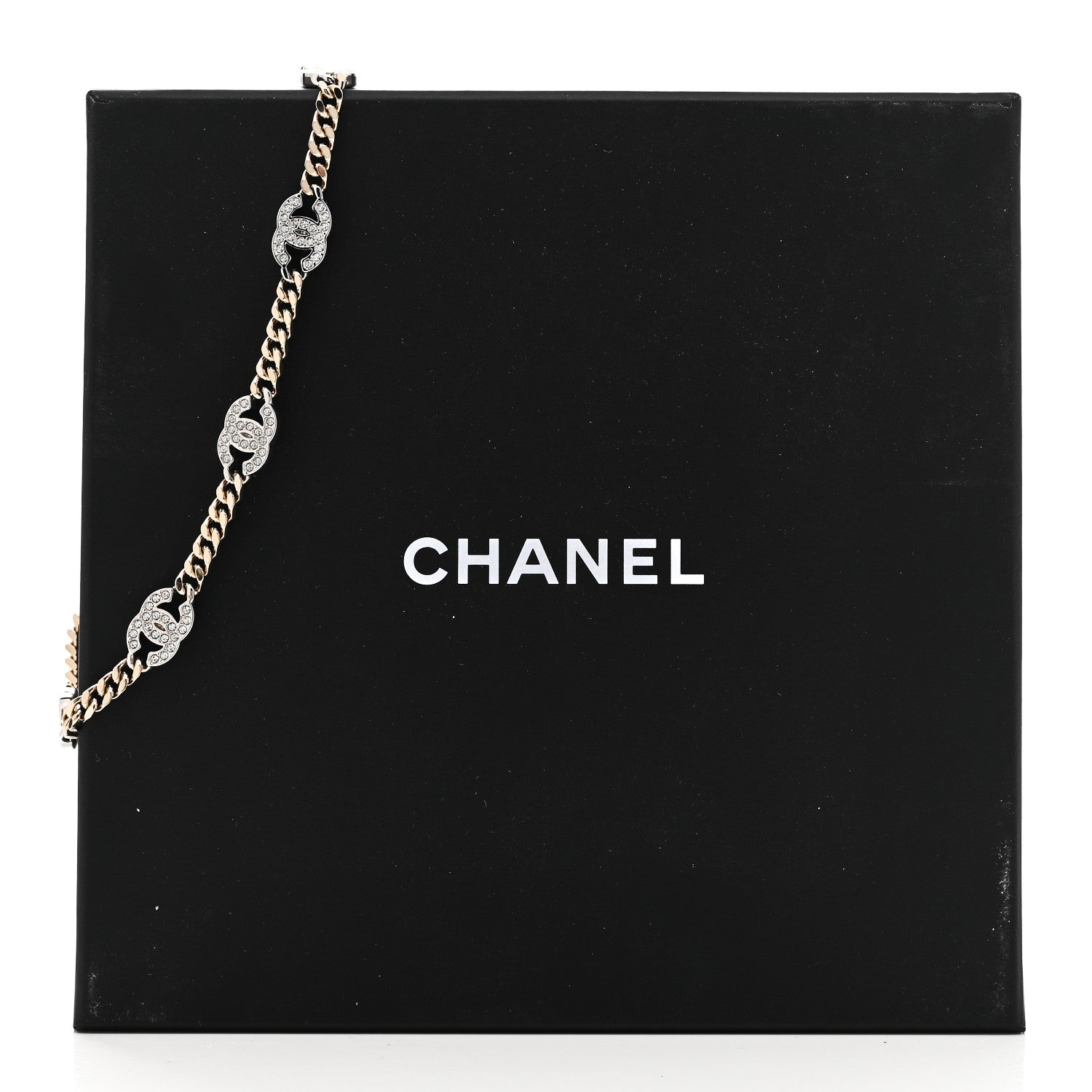 Chanel Crystal Chain CC Link Choker Gold Silver 6 of 6