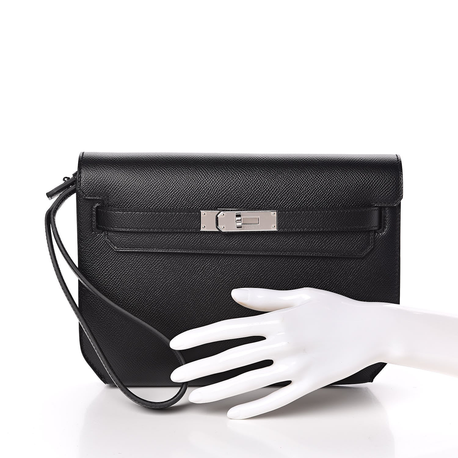 Hermes Epsom Kelly Depeches 25 Pouch Black 2 of 8