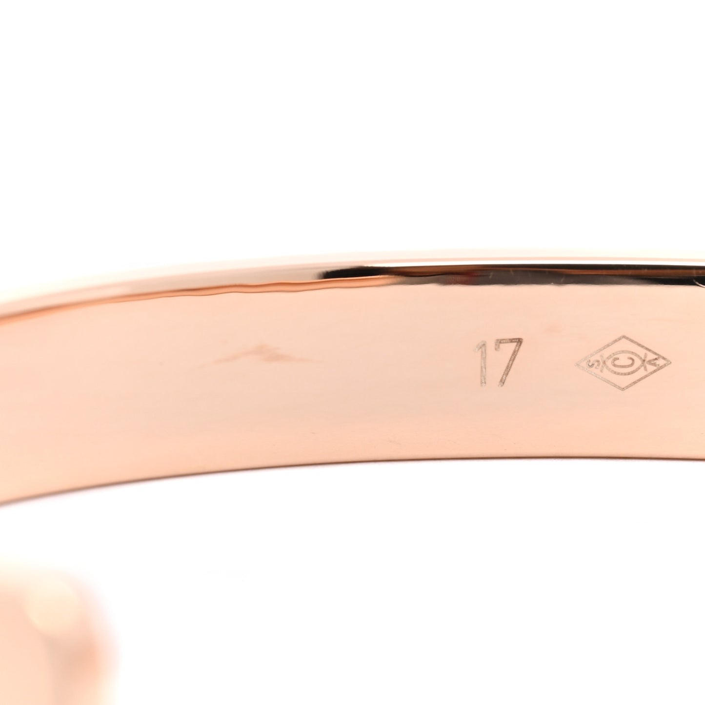 18K Pink Gold Pink Sapphire LOVE Cuff Bracelet 17