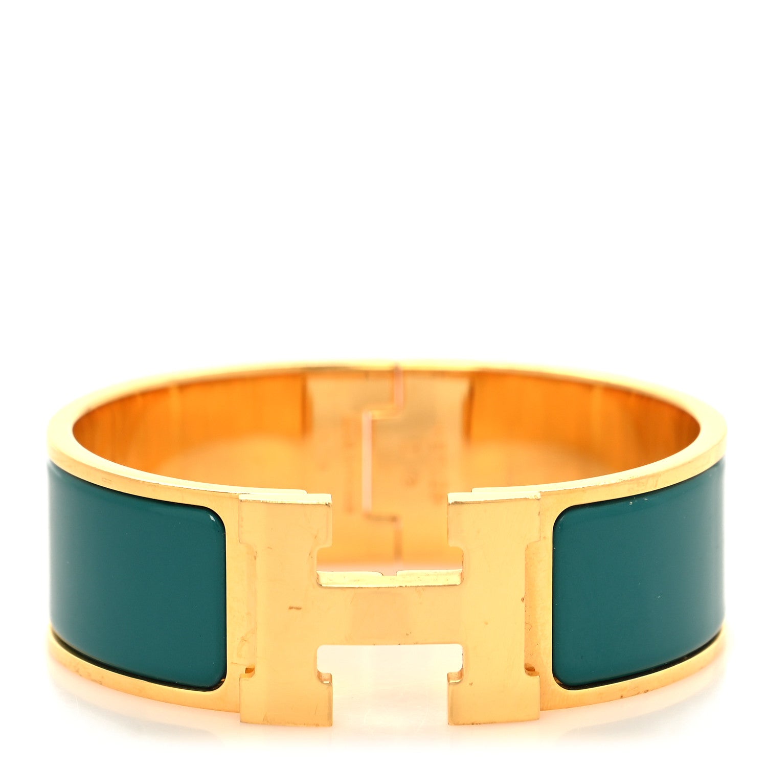 Hermes Enamel Wide Clic Clac H Bracelet PM Malachite 1 of 4