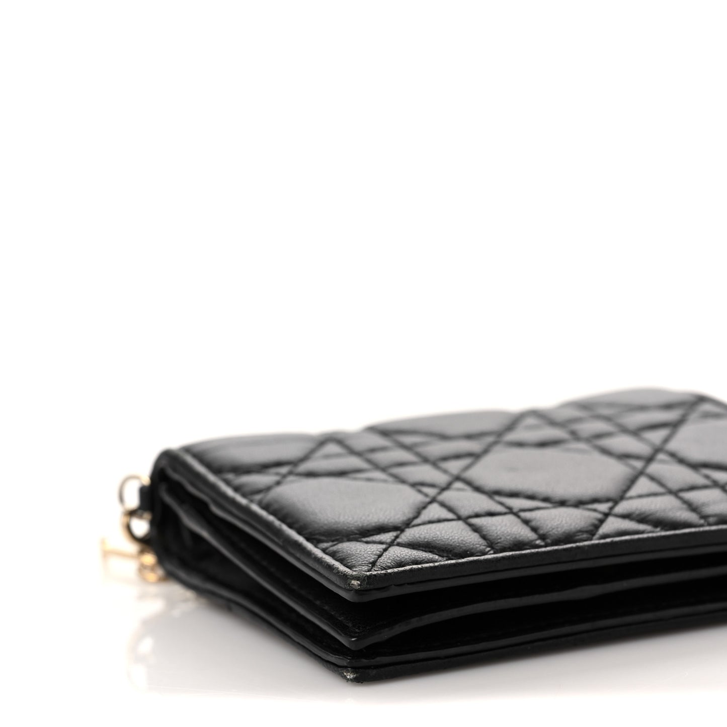 Lambskin Cannage Mini Lady Dior Wallet Black