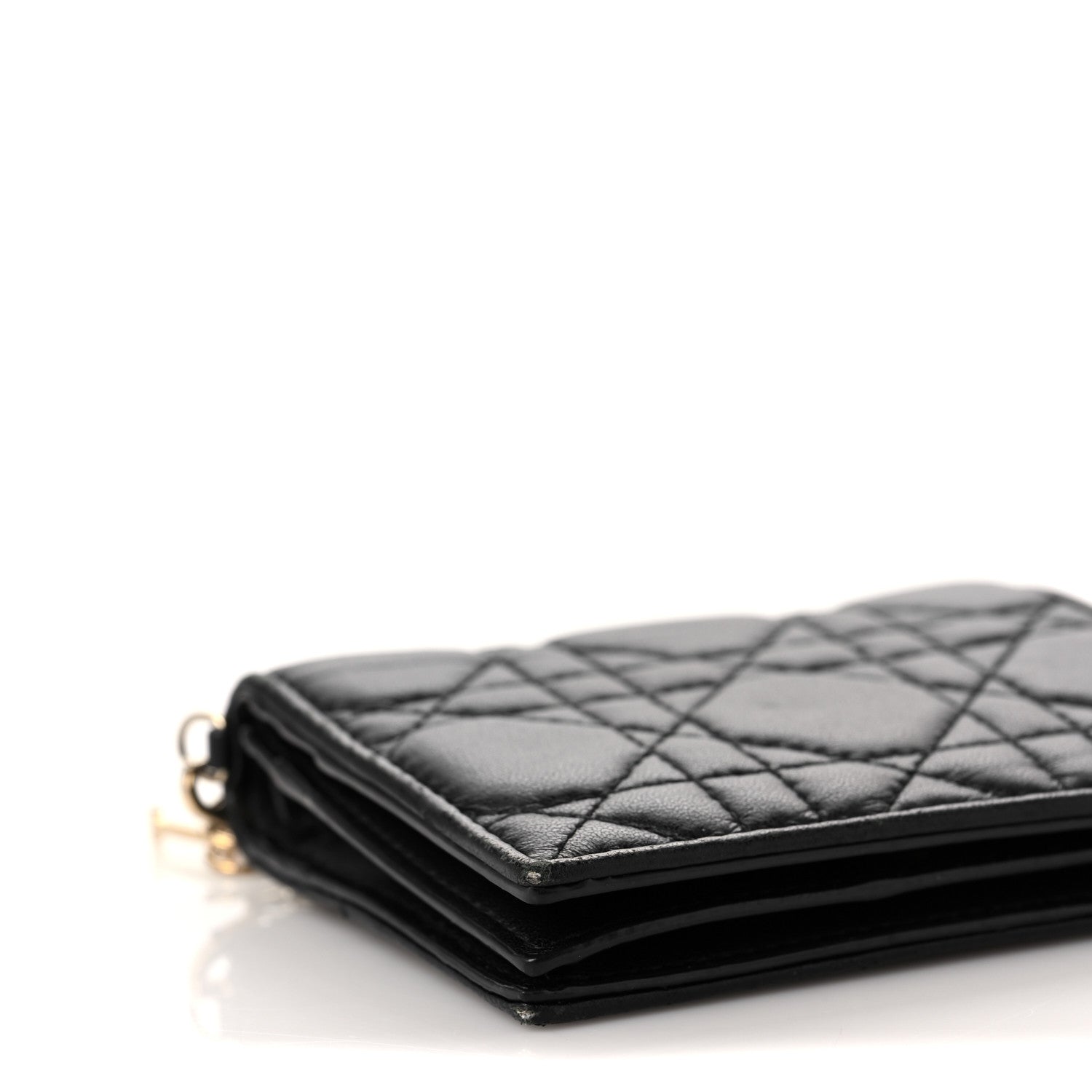 Christian Dior Lambskin Cannage Mini Lady Dior Wallet Black 7 of 9
