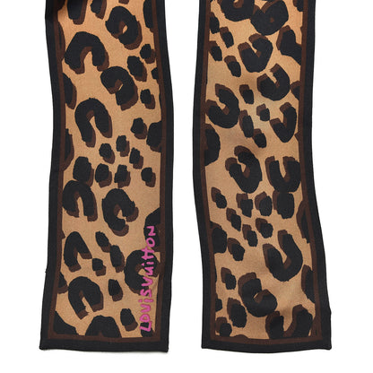 Louis Vuitton Silk Leopard Bandeau Scarf Marron 3 of 7