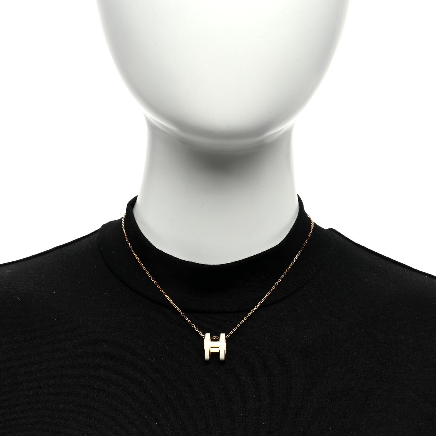 Lacquered Gold Pop H Pendant Necklace White