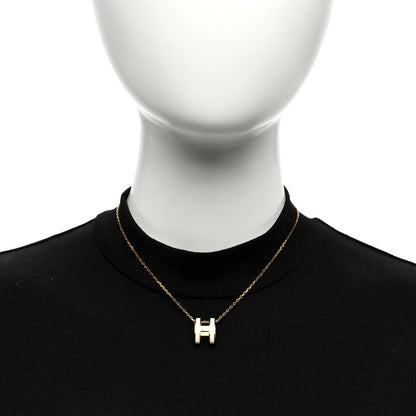 Hermes Lacquered Gold Pop H Pendant Necklace White 2 of 6