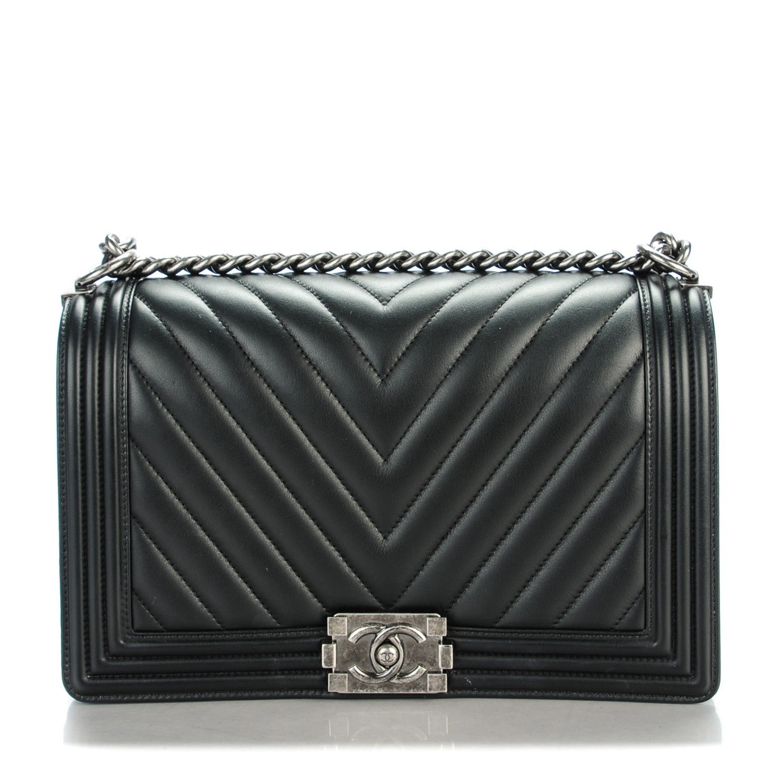 Chanel Calfskin Chevron New Medium Boy Flap Black 1 of 7