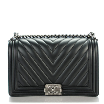 Chanel Calfskin Chevron New Medium Boy Flap Black 1 of 7