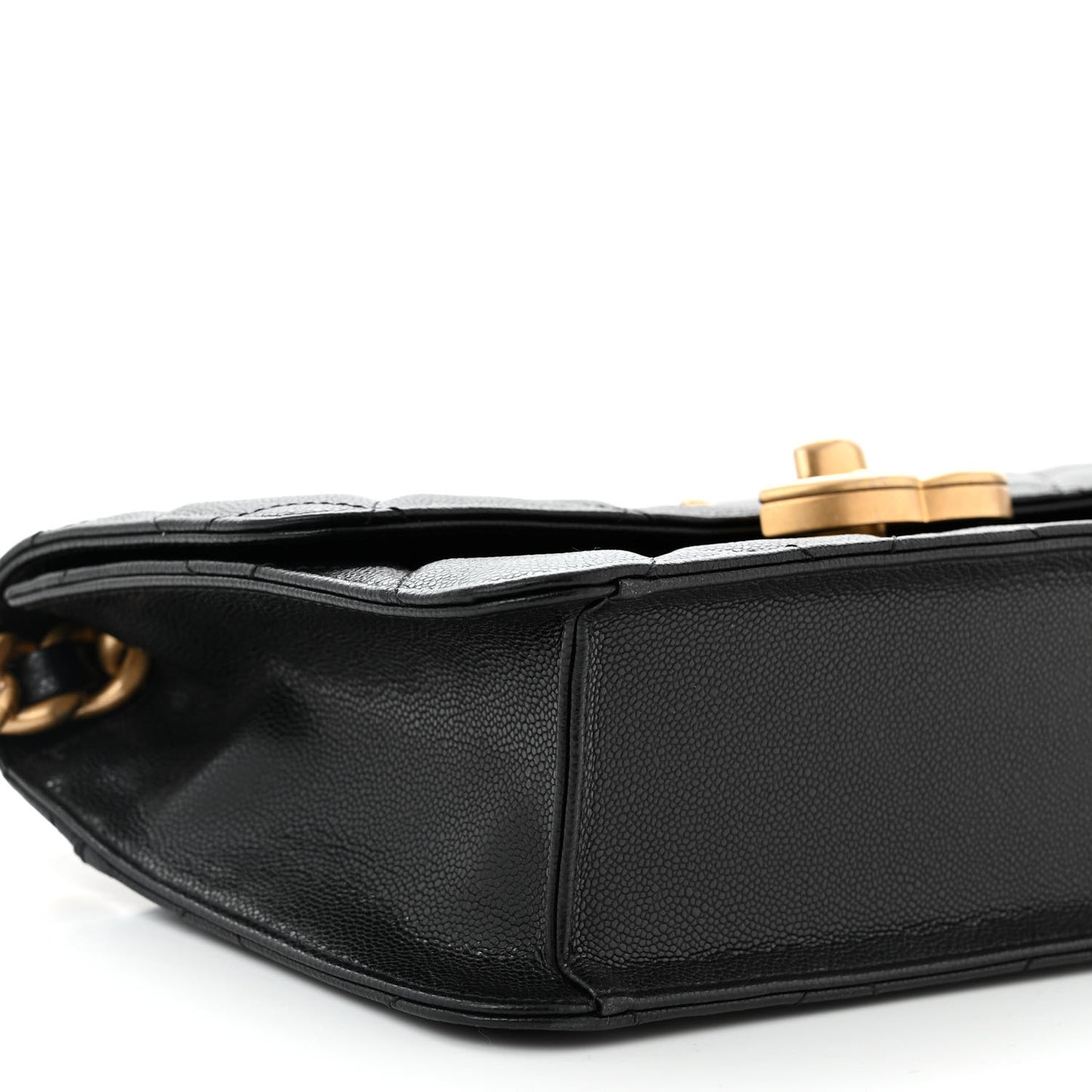 Shiny Caviar Quilted Small Flap Black