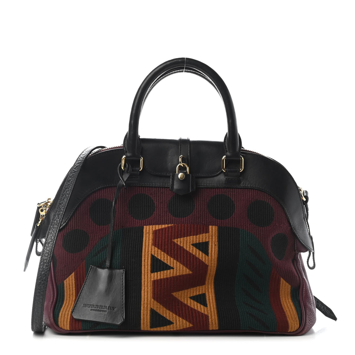 Burberry Calfskin Tapestry Milverton Satchel Multicolor 1 of 11