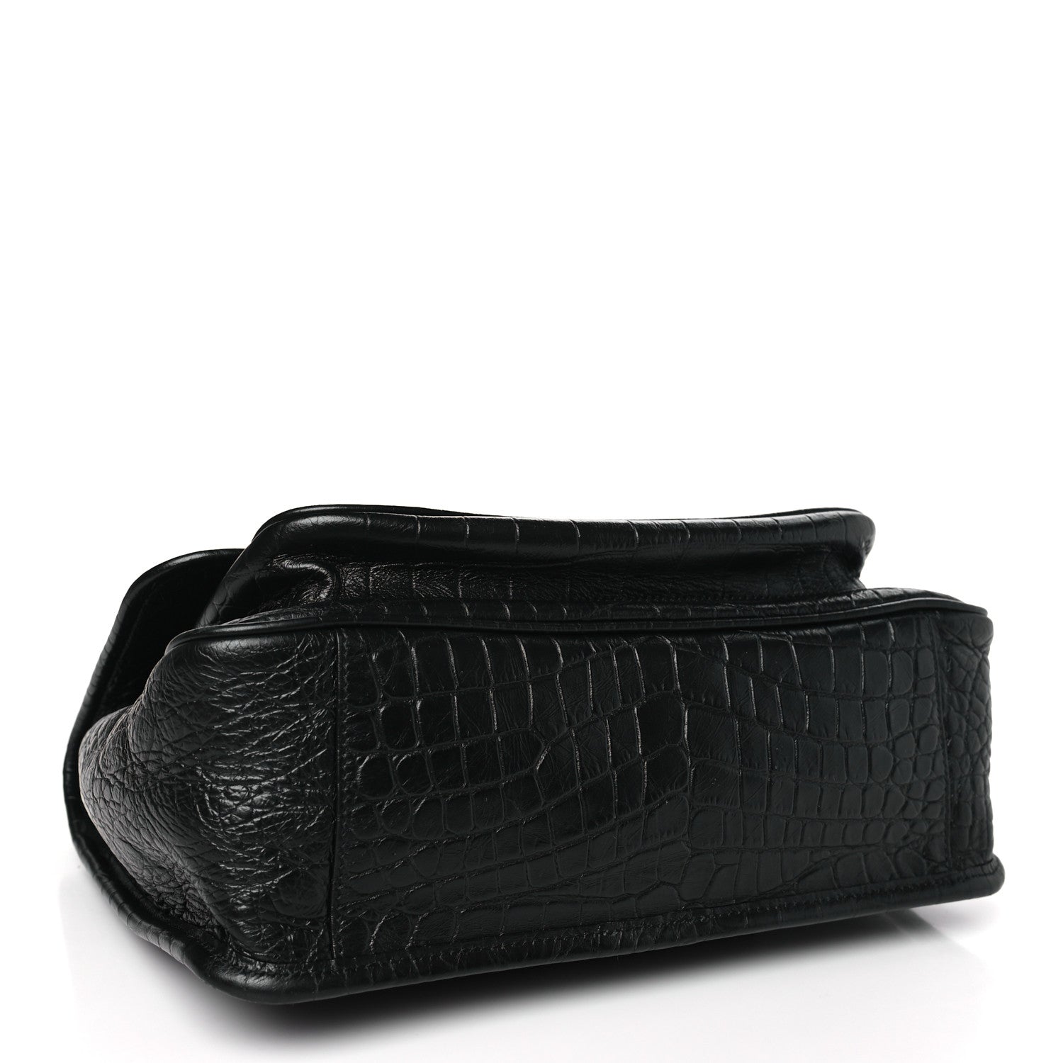 Saint Laurent Crocodile Embossed Lambskin Monogram Medium Niki Chain Satchel Black 4 of 10