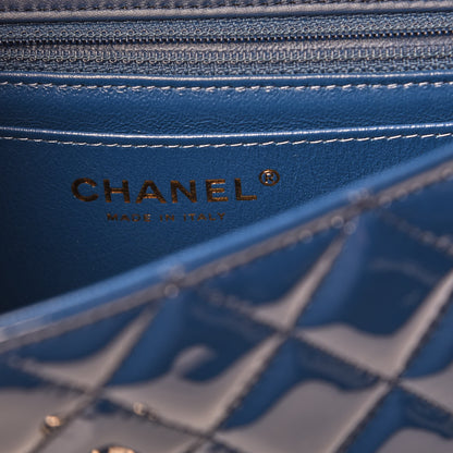Chanel Patent Calfskin Quilted Mini Rectangular Flap Navy Blue 6 of 9
