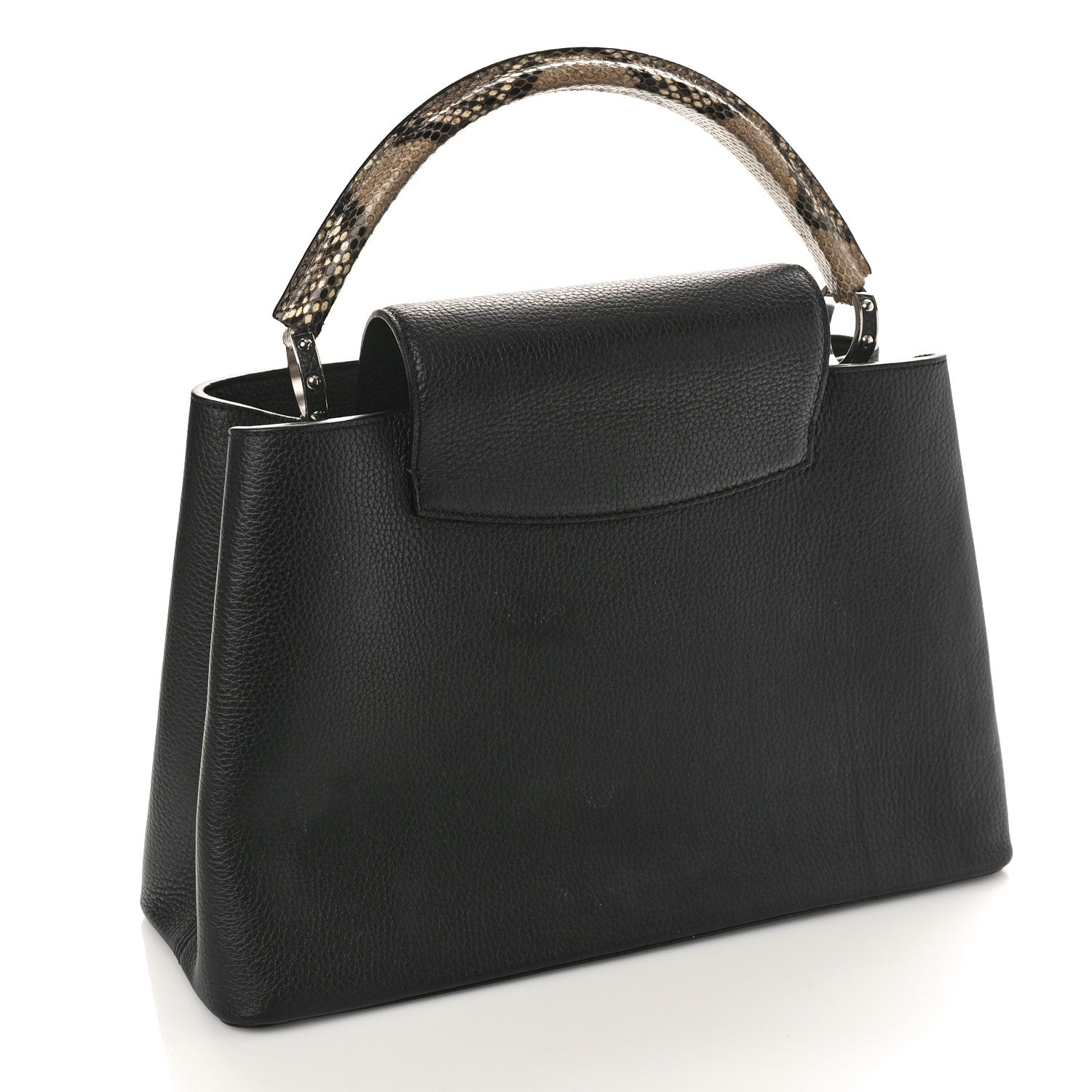 Louis Vuitton Taurillon Snakeskin Capucines MM Black 2 of 9