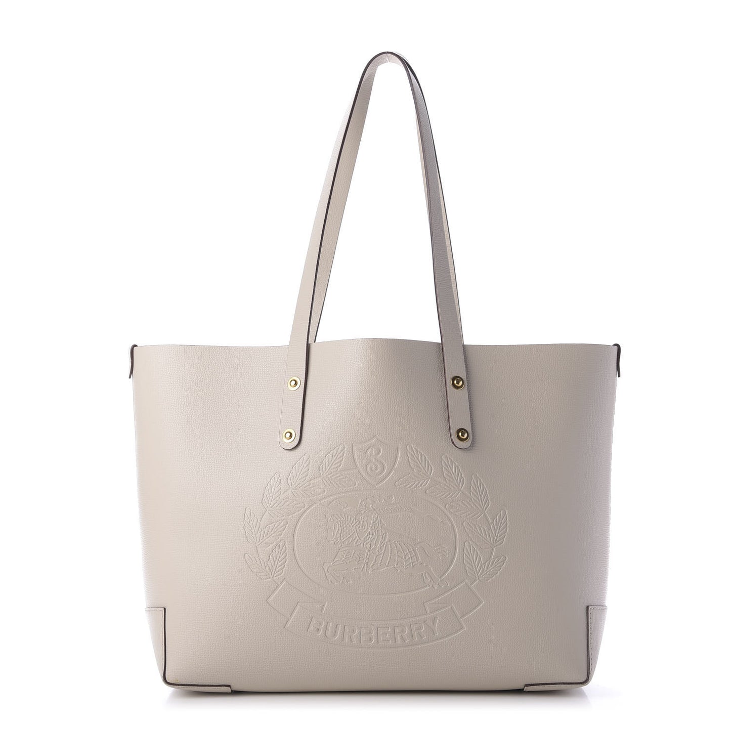 Calfskin Crest Embossed Small Tote Limestone