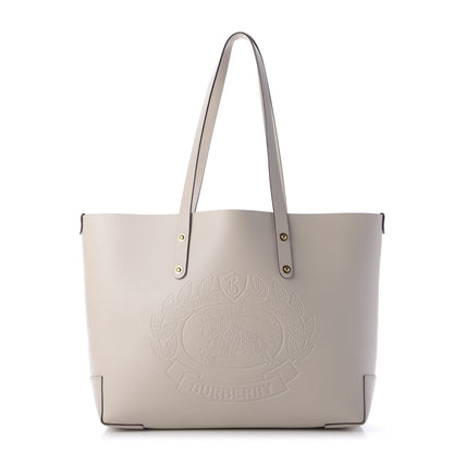 Burberry Calfskin Crest Embossed Small Tote Limestone 1 of 10
