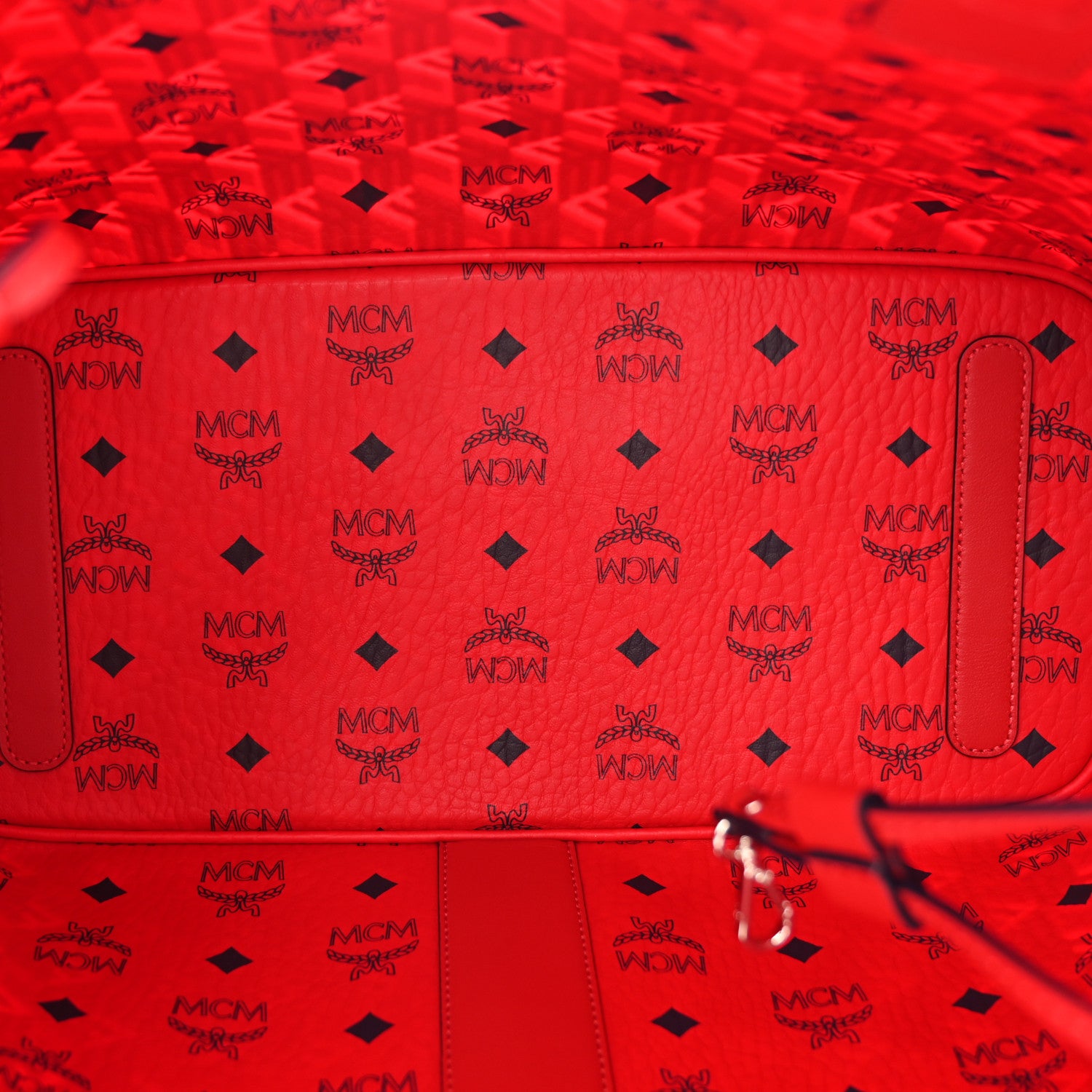 MCM Visetos Medium Liz Reversible Shopper Tote Candy Red 8 of 15