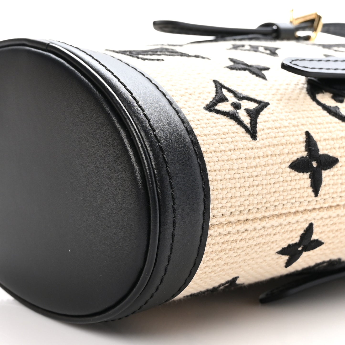 Cotton Calfskin Monogram Nano Bucket Bag Black
