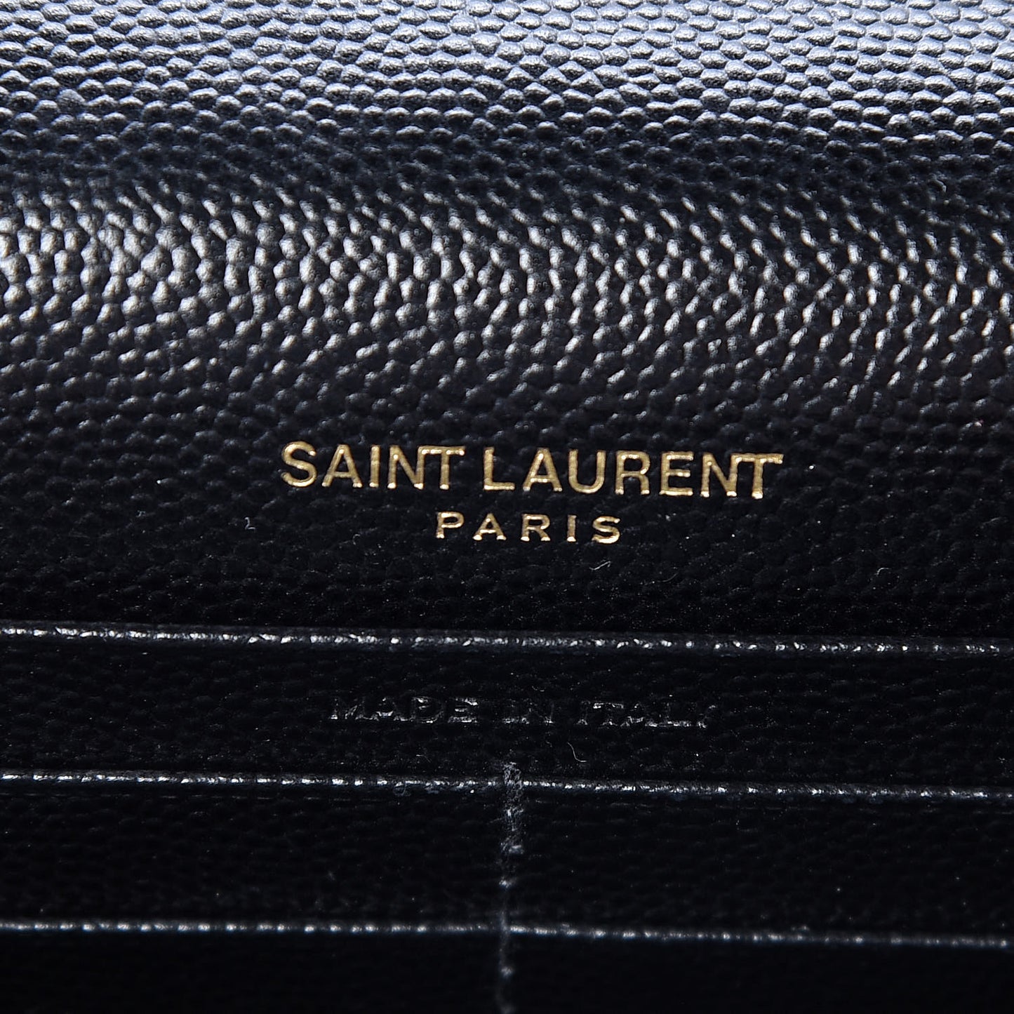 Grain De Poudre Matelasse Chevron Monogram Envelope Chain Wallet Black